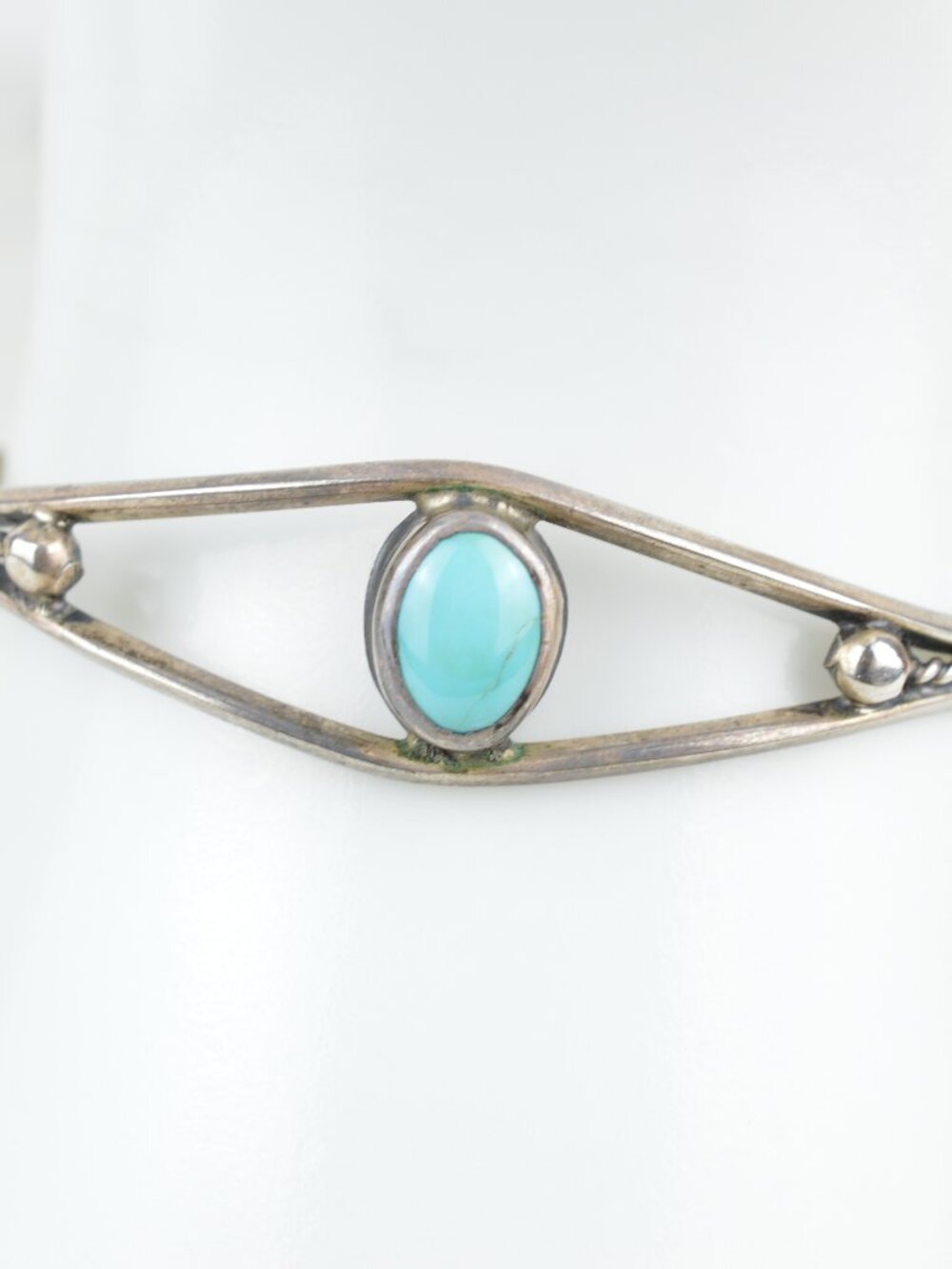 Vintage Navajo Sleeping Beauty Turquoise Cuff Bracelet Sterling Silver 8.5g